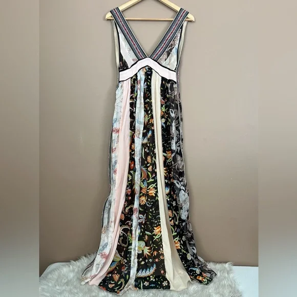 {Altar'd State} Sleeveless Boho Mixed Media Floral Maxi Dress - Womens Small - Picture 5 of 10